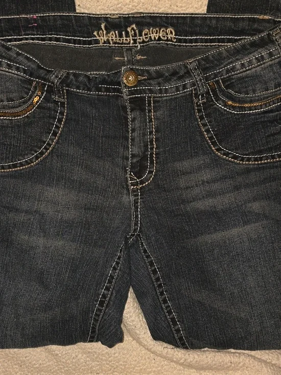 Wallflower Womens Dark Wash Denim Jeans With Squence Size 18 - Picture 2 of 8